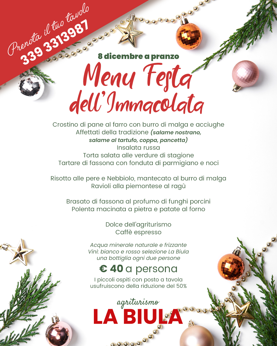Menu dell’Immacolata 2026